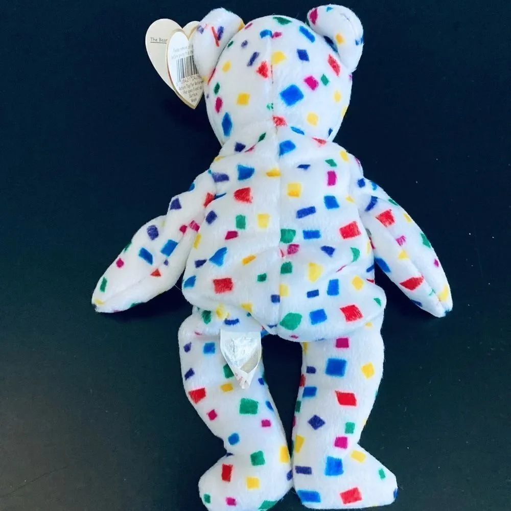 TY Beanie Baby “Ty 2K” Y2K Millennial Rainbow Confetti Bear Plush Toy